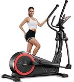 UMAY Elliptical Exercise Machine with 16 Levels Resistance, Hyper-Silent Magnetic Elliptical Machine for Home with 16" Stride & Heart Rate Grips and LCD Monitor, 400LBS Weight Capacity