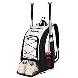 Goloni 40L Baseball Bag, Softball Bat Bag with Shoes Compartment,Fence Hook,Backpack for Baseball, T-Ball & Softball Equipment & Gear,White