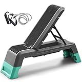 leikefitness Exercise Step Platform, Multifunctional Aerobic Deck with Cord and Adjustable Dumbbell & Weight Bench, Fitness Equipment for Workout Home Gym, GM5821 (Black)