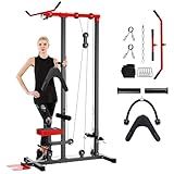 VANSWE LAT Pull Down Machine Low Row Cable PullDown Machine with AB Crunch Harness and Removable Flip-up Foot Plate