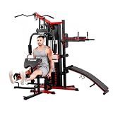 Home Gym System Workout Station, Smith Machine & Leg Press – Multifunctional All-in-One for Full Body Strength Training, LAT Pull-Down, Pulley System, and Seated Rowing