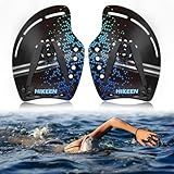 Hikeen Curved Swim Hand Paddles,Upper Body Strength Swim Training Power Paddles for Lap Swimming with Adjustable Straps,Swimming Hand Paddles for Unisex-Adult