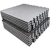 AIRHOP Upgraded 0.79" Extra Thick 48 Sq Ft High-Density Eva Foam Exercise Gym Mats, 12 Pcs Large Interlocking Puzzle Floor Tiles (24"x24") for Home Gym, Black&Gray