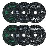 CAP Barbell Economy - Speckled Olympic Bumper Plate Set with Color Logo, Black, 100 lbs Set