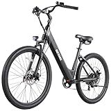 Gotrax 26" Electric Bike, Max Range 30Miles(Pedal-assist1) & 15.5/20Mph Power by 250/350W, 3 Riding Modes & Adjustable Seat, 7-Speed & Front Shock Absorber, Commuter Electric Bicycle for Adults, Black