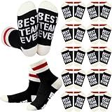 Glitopper 12 Pairs Best Team Ever Gift Socks Bulk Employee Appreciation Gifts for Women Men Staff Coworker Teacher(Black,Team)