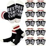 Glitopper 12 Pairs Best Team Ever Socks Bulk Appreciation Gifts for Women Men New Employee Staff Coworker Teacher Nurse(Black,Team)