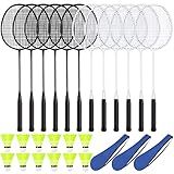 Chitidr 12 Pack Badminton Rackets Set Including Badminton Racquets, Nylon Shuttlecocks and Carry Bag for Outdoor Backyard Games Beginners(12 Pack,White, Black)