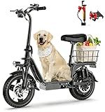 INSDRGN Electric Scooter with Seat for Adults, Peak 1300W Motor, 28-35 Miles Range eScooter, 48V 13Ah Li Battery, 20MPH Foldable Commuter E-Scooter with Basket, Max 330LBS, UL2272 Certified, Ink-Black