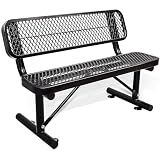4FT Heavy Duty Park Bench with Back Portable Frame, Outdoor Metal Park Bench with Backrest, Steel Mesh Outdoor Bench for Garden, Lawn, Patio, Porch, Park, Yard (BLACK, 48" D x 23.2" W x 32.5" H)