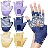 Shyyween 3 Pairs Yoga Pilates Workout Gloves, Blue,Purple, Yellow, 3 Pairs