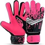 EFAH SPORTS Soccer Goalkeeper Gloves for Kids Boys Children Youth Football Goalie Gloves with Super Grip Protection Palms (Size 4 Suitable for 6 to 9 Years Old, Pink)