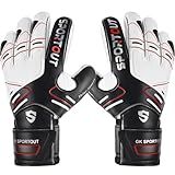 Sportout Youth&Adult Goalie Goalkeeper Gloves,Strong Grip for The Toughest Saves, with Finger Spines to Give Splendid Protection to Prevent Injuries,3 Colors (Black, 7)