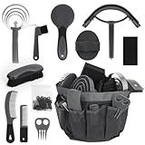 inoreal Horse Grooming Kit 12 Pcs – Complete Horse Brushes & Care Supplies Set with Organizer Tote Bag, Equine Coat Grooming Tools, Tack Room Equipment & Gifts for Horse Owners & Lovers