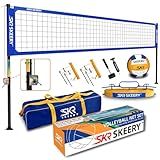 SKEERY Outdoor Heavy Duty Volleyball Net Set, Anti-Sag Design, Adjustable Aluminum Poles, Portable Volleyball Net for Backyard,Grass and Beach(Blue)