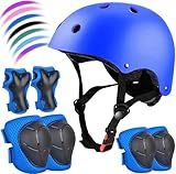 Kids Bike Helmet Set Adjustable for Children, Boys, Girls and Teenagers Aged 3-8 Years Includes Elbow, Knee, Wrist Guards Children's Helmet Protection Set for Bikes SkateboardsRollerskates