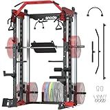 SNODE ALL10 Smith Machine for Home Gym, Power Rack with Cable Crossover, Squat Rack with Leg Press and Advanced LAT Pull-Down, 2000LB Weight Capacity