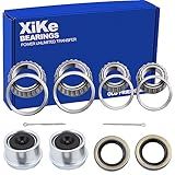 XiKe 2 Set Trailer Bearings Kit L68149/L68111 and L44649/L44610, Fits for 1-3/8'' to 1-1/16'' 3500 Lbs Axles Trailer Wheel Hub with 171255TB Seal OD 1.719'', Dust Cover and Cotter Pin.