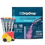 DripDrop Hydration Packets - Bold Variety Pack - Single Serve Electrolytes Powder Drink Mix - Watermelon, Berry, Lemon, Orange - Non-GMO, Gluten Free, Vegan - 32 Sticks