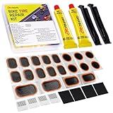 cyctravel Bike Tire Repair Kit, Bicycle Inner Tube Puncture Patch Kits with 20 PCS Vulcanizing Patches, User Manual, Metal Rasp and Tire Lever, Bike Patch Kit for Mountain and Road Bike. (Plastic-ABS)