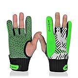 Mumian Professional Anti-Skid Bowling Gloves Comfortable Bowling Accessories Semi-Finger Instruments Sports Gloves Mittens for Bowling (Green, L)