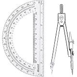 EBOOT Drawing Compass and 6 in Protractor Geometry Set, Clear