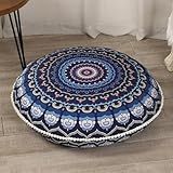 LOVMOC 32 inches Meditation Floor Cushion for Adults, Round Large Thick Floor Pillow, Memory Foam Filling, Navy Blue