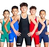 Elite Sports Kids Wrestling Youth Singlet, Standard Boys Wrestling Singlets (Black, Large)