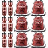 Talltalk 12 Pieces Football Party Favors Team Gift Including 6 Pcs 24oz Plastic Water Bottle with 6 Pcs Drawstring Bag Sport Birthday Party Goodie Supply Accessories for Men Lovers Rugby Player
