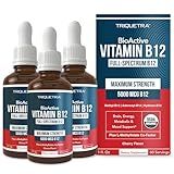 Organic Vitamin B12 - 5000 mcg, 3 BioActive Forms B12: Methyl B12, Adenosyl B12 & Hydroxy B12 - Plus L-Methylfolate Cofactor | Sublingual Form, Cherry Flavor, Vegan, Non-GMO (120 Servings - 3 Pack)