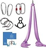 Aum Active Aerial Silks Starter Kit - Durable 9 Yards of Aerial Yoga Hammock with Hardware & Guide - Aerial Swing for Acrobatic Flying Yoga & All Levels (Aerial Rigging Point Up to 13ft)