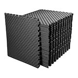 BalanceFrom 24x24 Inch Puzzle Exercise Mat, EVA Interlocking Foam Gym Floor Tiles, Black - Non-Slip Flooring for Home Workout, Fitness Studio, or Playroom, 1' Thick, 72 Sq Ft, 18 Pcs