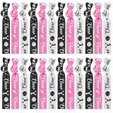 Hanaive 24 Pcs Cheerleader Gifts Cheer Bracelets Hair Ties Elastic Cheer Hair Accessories Cheerleader Ponytail Holder Wristbands for Girls Women Teams(Black, White, Pink)