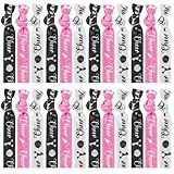 Hanaive 24 Pcs Cheerleader Gifts Cheer Bracelets Hair Ties Elastic Cheer Hair Accessories Cheerleader Ponytail Holder Wristbands for Girls Women Teams(Black, White, Pink)