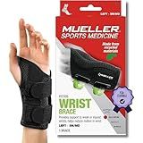 MUELLER Sports Medicine Green Fitted Wrist Brace for Men and Women, Wrist Pain Relief Support, Ideal for Carpal Tunnel, Tendonitis, Arthritis, Left Hand, Black, Small/Medium