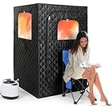 Upgraded Version Portable Sauna for Home Full Body Personal Sauna Steam Sauna Tent at Home Spa with 2.6L 1000W Steam Generator, 90 Minute Timer, Foldable Chair, Remote Control, Sauna Box(Black)