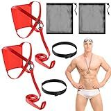 Leyndo 2 Sets Swim Parachute Swim Resistance Belt Strength Training Equipment Exerciser with Elastic Tether and Drag Parachute Exerciser Belts for Stationary Resistance Training