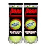 Penn Championship Tennis Balls - Extra Duty Felt Pressurized Tennis Balls - 2 Cans, 6 Balls