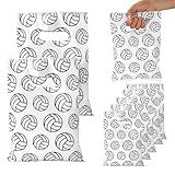 BOXOB 50pcs Volleyball Gift Bags, 9.84x6.69in Volleyball Goodie Bags with Handles Sports Birthday Party Favor Supplies for Goody Decoration Treat Snacks Candies