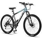AVASTA 26-inch Mountain Bike for Man Male and Woman Female Adult with Lightweight Aluminum Alloy Frame and Dual Disc Brakes,Front Suspension,21-Speed Gear Shifters,Hidden Brake Cables,Blue
