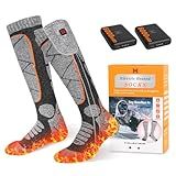 EIHBIEA Heated Socks, 5V 6000mAh Rechargeable Heated Socks for Men & Women, Electric Socks with 3 Heating Levels for Winter, Skiing, Hunting, Camping, Hiking, Cycling, Outdoor Work