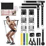 Bbtops Pilates Bar Kit with 6 Resistance Bands for Men Women, Black | Multifunctional Screw Yoga Pilates Bar with Metal Adjustment Buckle, Portable Home Gym for Full Body Workout Equipment