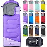 PTEROMY Sleeping Bags for Adults, Lightweight and Machine Washable, Water Resistant Backpacking Camping Sleeping Bag for Warm Cold Weather, Camping Essentials for Hiking Travel (Purple, 1.35kg)