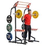 Sunny Health & Fitness Power Zone Half Rack Heavy Duty Performance Power Cage with 1000 LB Weight Capacity – SF-XF9933, Black
