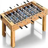 SereneLife 48in Competition Sized Foosball Table - Height Adjustable Arcade Soccer Set for Home, Game Room, Man Cave - Includes 2 Balls & 2 Fold-Out Cup Holders, Natural