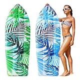 Soulchen 2 Pcs 5.5ft Inflatable Surf Board Inflatable Pool Surfboard for Beach Tropical and Luau Party Decorations for Summer Hawaiian Surfing Party Decoration(Palm Leaf)