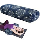 MABOZOO Yoga Bolster Pillow, Rectangular Yoga Bolster for Restorative & Meditation, Professional Meditation Cushion with Carry Handle, 27"X10"X6"