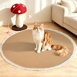 Cozyipet Cat Rug, 31in Round Woven Cotton Rope Cat Scratcher Mat, Washable