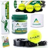 Ahari Unlimited Premium Tennis Trainer Set, Pro Rebounder with Metal Base in a Carrying Cylinder, 3 Replacement Rebound Balls, & Wristband, Portable Tennis Practice Equipment for Solo Training