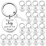 Junkin 20 Pcs Team Gifts for Employees Appreciation Gifts Bulk Thank You Keychain for Women Men Office Staff Group Coworkers(Silver)